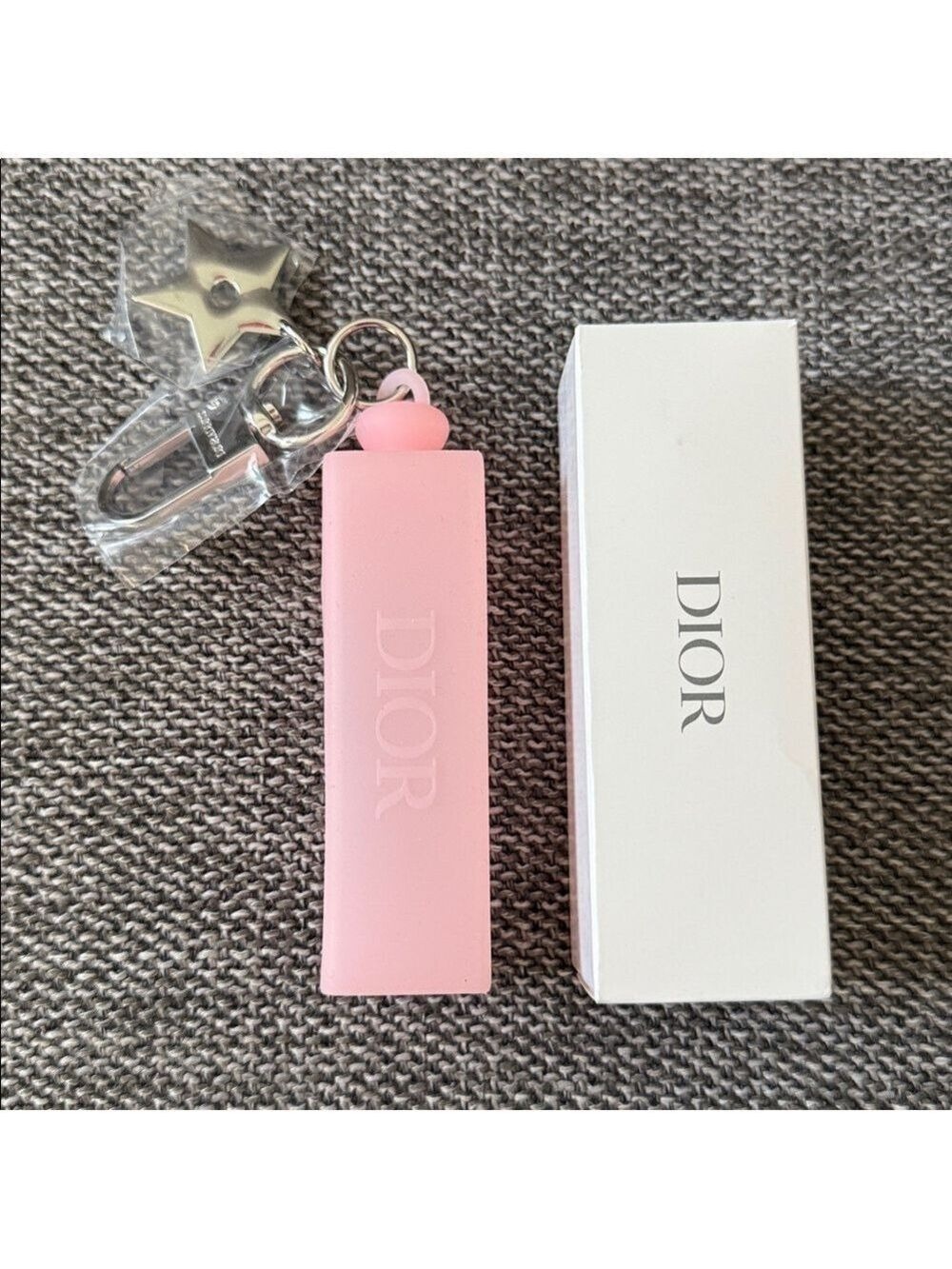 Dior Addict Lip Gloss Star Key Chain Pink Silicone New Authentic
